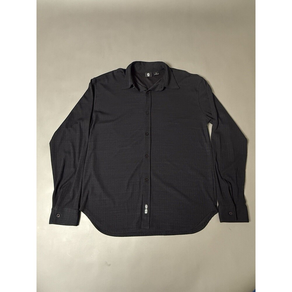 GUESS Shirt Mens Large XL Button Up Eco Textured Black